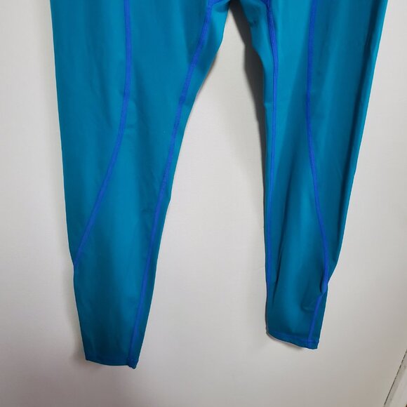 BUFFBUNNY Compression 7/8 Leggings 26" Gym Workout Run Teal Blue Women's Large - Picture 3 of 9